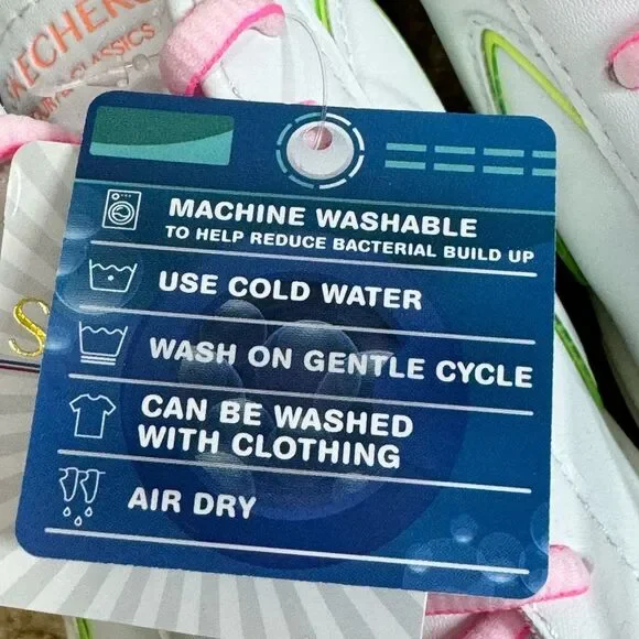 NWT Skechers Womens Court Classics Eden LX White/Pink/Green Shoes Sz7.5 - Picture 10 of 11